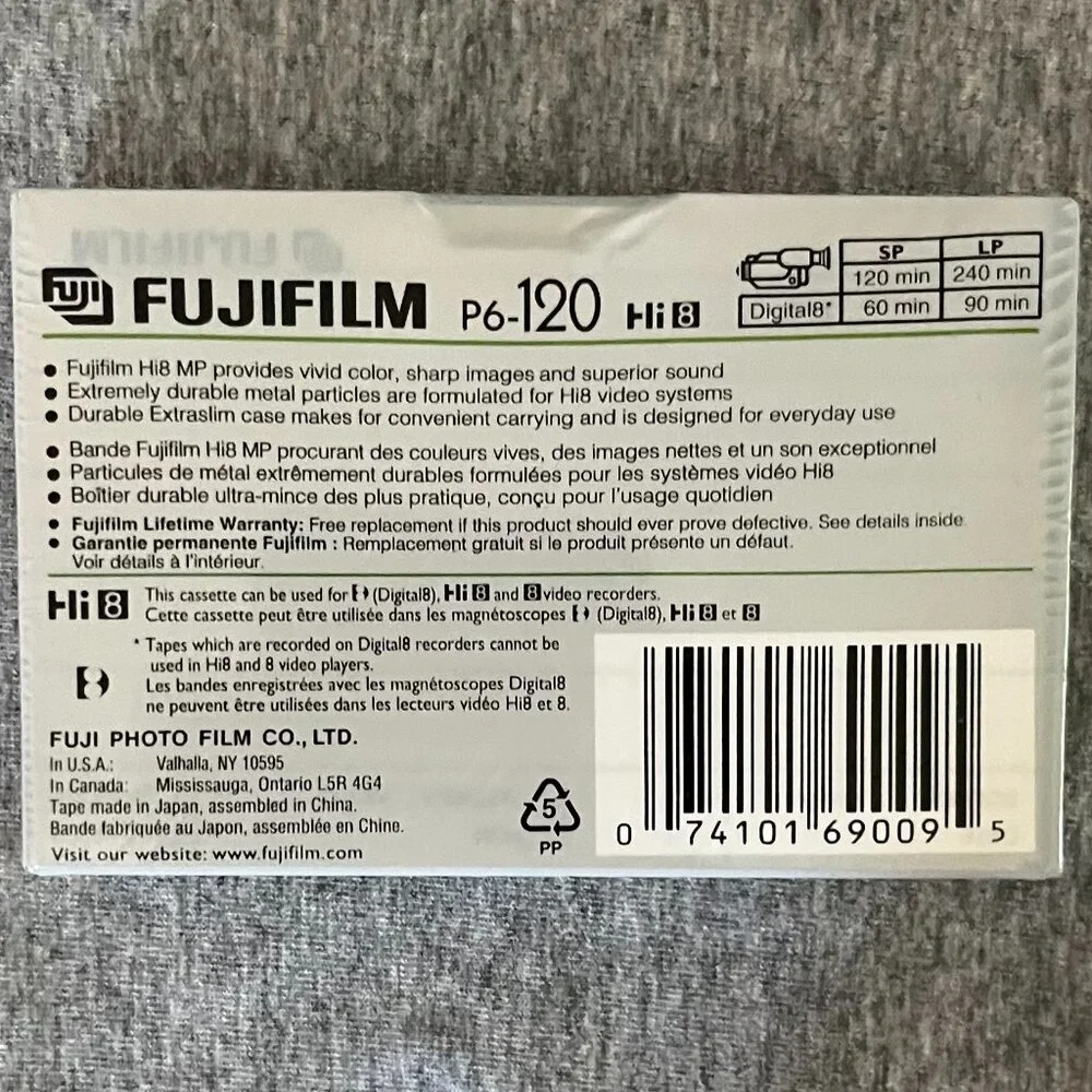 Fujifilm Hi8 MP Professional Grade Videocassette120 minutes New Sealed P…
